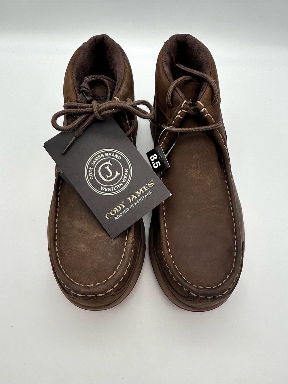 Cody James Men's Dark Brown Leather Moc Toe 8.5D Boots - Picture 9 of 16